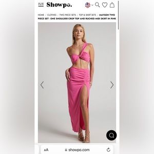 Showpo Mayson One Shoulder Crop Top and Midi Skirt